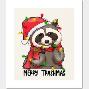 Merry Trashmas Cute Raccoon Christmas Posters and Art